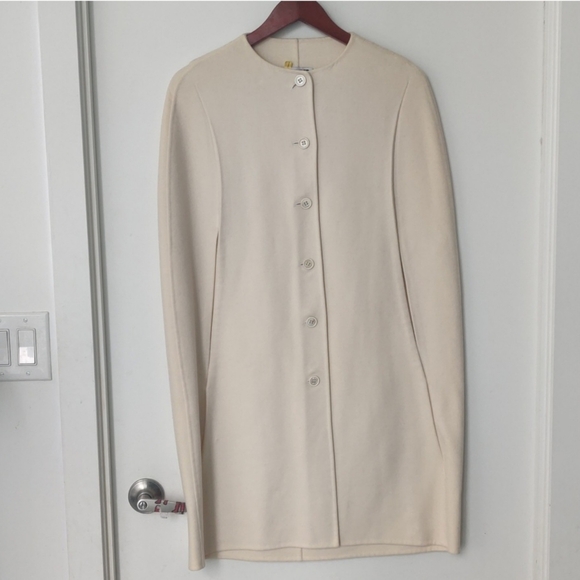 Jil Sander 100% Cashmere Cream Long Cape Coat - Picture 5 of 5